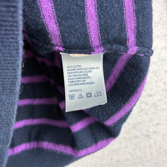 Nautica Button Up Long Sleeve Sweater Women's XL Navy & Purple Striped Dark Prep - Picture 6 of 10